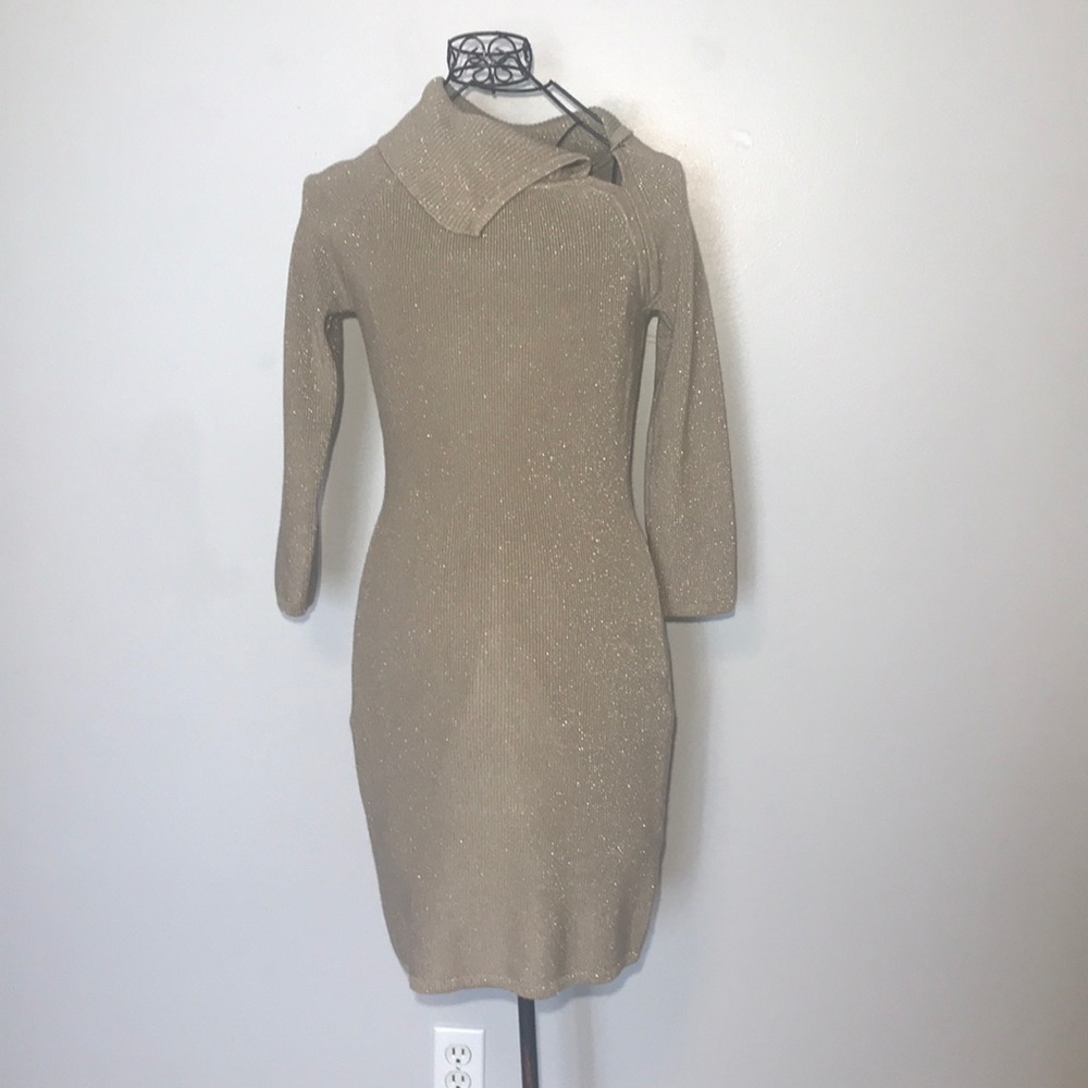 Calvin Klein Metallic FoldOver Collar Sweater-dress - Picture 4 of 9